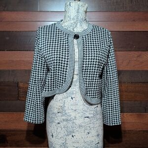 Lemme By Nina Leonard Women's Black and White Houndstooth Jacket